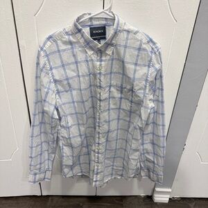 Bonobos White and Blue Checkered Slim Fit Button Down Long Sleeve